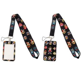 20pcs/lot J2195 Fashion Anime Necklack Lanyard Key Gym Strap Multifunction Mobile Phone Decoration With Card Holder Cover