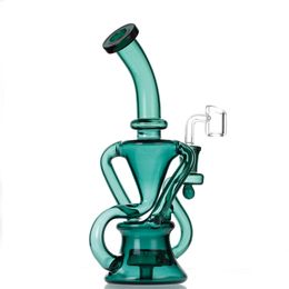quality bongs Australia - Hookahs Glass Bong Recycler Dab Rig Water Pipes Teal Color height 9 Inch 14mm Joint With free High Quality Quartz Banger