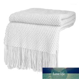 Couch Cover Autumn Winter Sofa With Tassels Nap Travel Knitted Lightweight Solid Throw Blanket Home Decor Bubble Textured Modern1