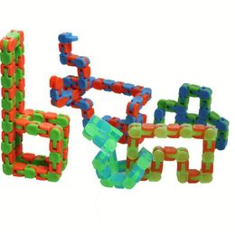 Wacky Tracks Snake Snap and Click Fidget Sensory Toys 24 Knots Puzzles Anxiety Stress Relief ADHD Educational Kids Adults Party Keeps Fingers Busy H22605