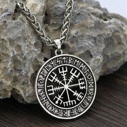 Pendant Necklaces Amulet Jewelry Gift 2021 Norse Vikings Vegvisir Compass Odin Chain Necklace For Women Men