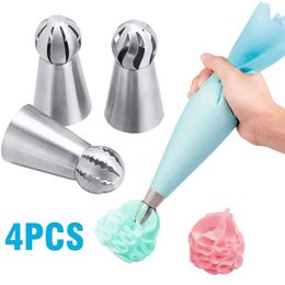 piping nozzle shapes Australia - Baking & Pastry Tools 4Pcs set Stainless Steel Spherical Cake Decorating Nozzles With Bags Icing Piping Tips Tool Sphere Shape Cream