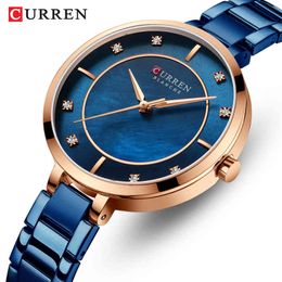 CURREN Women Watches Waterproof Blue Women's Watch Analogue Date Wrist Watch for Women Fashion Quartz Woman Watch Reloj Mujer 210517