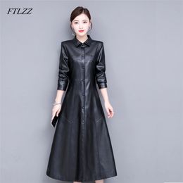 Women Sheepskin Genuine Leather Long Jacket Thicken Coat Single Breasted Trench Outerwear Female 210430