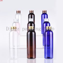 50pcs 150ml Travel Empty Round Amber Clear blue brown PET Plastic Bottle With Aluminium Cap PP Insert 5oz Cosmetic Containergood qty