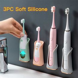 2/3PC Silicone Electric Toothbrush Holder Wall-Mounted Traceless Toothbrush Organiser Storage Stand Rack Bathroom Accessories 211130