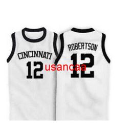 custom XXS-6XL Vintage Men #12 OSCAR ROBERTSON College JERSEY BLACK WHITE NEW ANY Custom any Number ,Name