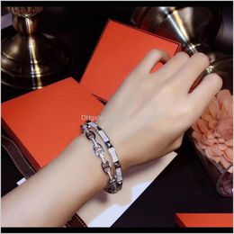 Bangle Bracelets Jewelry-Selling Brand S925 Sier-Plated Pig Nose Cross Bracelet High-Quality Zircon Inlaid Yajin 18K Trend Fashion Prom Women