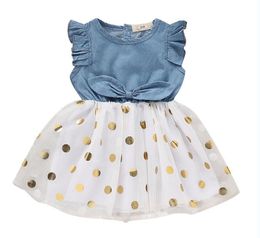 Summer 1-6Years Infant Toddler Baby Girls Princess Flower Denim Patchwork Dress Baby Kids Lace Tulle Dresses Q0716