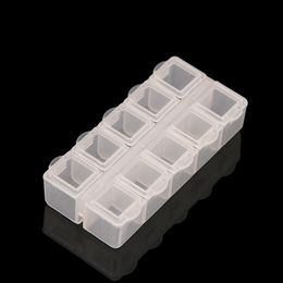 10 Grid Plastic Nail Tool Jewelry Storage Box Rhinestone Organizer Container Case Nails Art Supplies DH9558