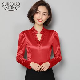 arrived Spring blouse women V-Collar shirts female long sleeve bottom office lady slim clothing D476 30 210521