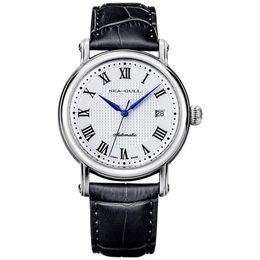 Genuine Seagull Watches 819 368 Roman Numerals Guilloche Onion Crown Blue Hands Exhibition Back Automatic Men's Watch Wristwa285k