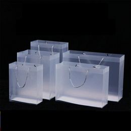 2 Size Pp Plastic Gift Packaging Bags with Handle Wedding Party Favors Bags Portable Plastic Transparent Gift Bags