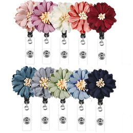 Retractable Flower Badge Reel Lanyard ID Card Badge Holder Ski Pass Multipurpose Key Chain Metal Anti-lost Clip School Office