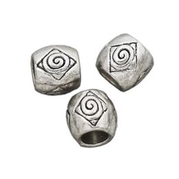 Antique Silver Rhombus Swirl Barrel Circles Alloy Big Hole Beads Fit European Charm Bracelets 8.5x8.5x8mm Jewelry DIY L1443 142pcs/lot