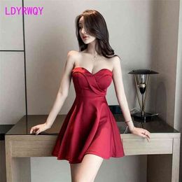 Nightclub women's fashion temperament low cut waist bra sexy dress Sheath Office Lady Polyester 210416