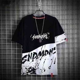 Short Sleeve T Shirt Men Summer Patchwork Tshirt Top Tees HIP HOP PUNK ROCK Fashion Clothes Plus Size M-3XL O-NECK 210706