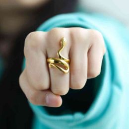 Trendy Korean Style Metal Snake Shaped Ring Punk Hip-hop Women Men Unique Irregular Index Finger Ring Jewelry Accessories Gifts G1125
