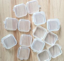 Square Empty Mini Clear Plastic Storage Containers Boxs Case with Lids Small Box Jewellery Earplugs Storages Boxs