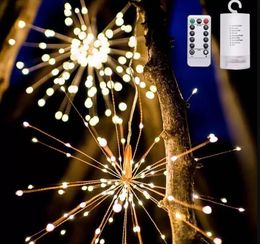 Firework led copper string light Bouquet Shape Strings Lights Battery Operated Decorative Lighting with Remote Control for Wedding Parties