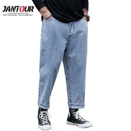 Fashion Streetwear Men Jeans Loose Fit Blue Baggy Straight Denim Pants Homme Wide Leg Brand Clothing 29- 48 211108