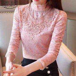 Slim Lace Patchwork Tops Fashion Highly Quality Blouse Women and Korean Clothing 6826 50 210506
