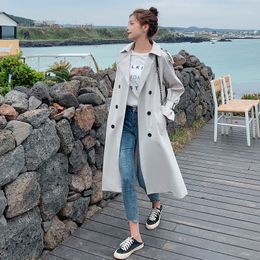 Double-Breasted Women Trench Coat Long Belted Slim Lady Duster Coat Cloak Female Outerwear Spring Autumn Clothes