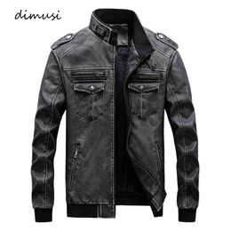 DIMUSI Winter Mens PU Leather Jackets Casual Male Fleece Warm Leather Coats Man Slim Faux Leather Motorcycle Jackets Clothing Y1122