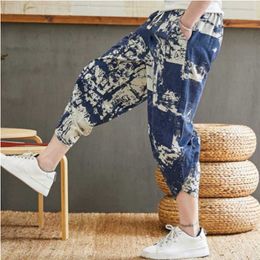 Summer Cotton Linen Shorts Men's Casual Loose Fashion Sport Harun Seven Point Trousers Beach Shorts Large Size Breeches X0723