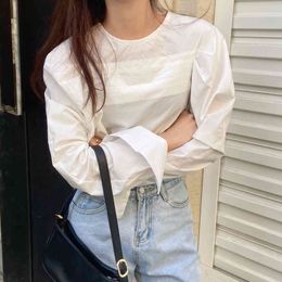 Chic Pleated Solid High Street Casual Sweet Free Fashion Puff Sleeves Loose Gentle Streetwear Stylish Blouses 210421