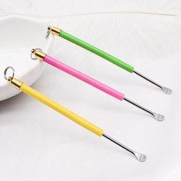 DHL 95mm 3.7in Length Dabber Tool Colourful Handle Metal Wax With Hanging Ring Stainless Steel Portable Dry Herb Tobacco Dab Tools