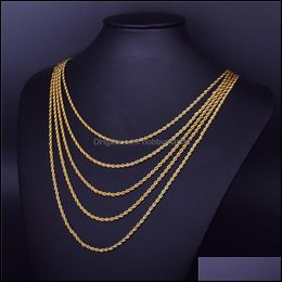 Chains Necklaces & Pendants Jewellery Mens Hip Hop Rappers Chain M 18" 20" 24" 30" Gold Sier Colour Stainless Steel Rope Link Necklace For Wome