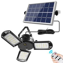 IPRee® 800LM 60 LED Solar Light 3 Lamp Head Timer Waterproof Folding Outdoor Garden Work with Remote