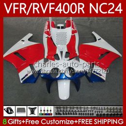 Fairings Kit For HONDA RVF VFR 400 VFR400 R 400RR 87-88 Body 78No.132 VFR400R RVF400R Red blue NC24 V4 RVF400 R 1987 1988 VFR 400R VFR400RR 87 88 Motorcycle Bodywork