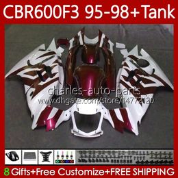 Body +Tank For HONDA CBR600 CBR 600 F3 FS CC 600F3 95 96 97 98 Bodywork 64No.86 CBR600F3 CBR600FS 600CC 1995 1996 1997 1998 600FS CBR600-F3 95-98 Fairings Kit Dark red