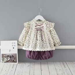 2Pcs Baby Floral Princess Dress Toddler Girl 1st Birthday Party Outfits Infant Korean Vintage Dresses whit Pant born Vestidos 210615