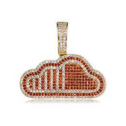 Two Tone Plated Iced Out Full Zircon Cloud Pendant Necklace Rope Chain Mens Hip Hop Jewellery Gift