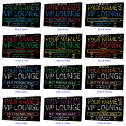 LX1172 Your Names Vip Lounge Best Friends Only Light Sign Dual Colour 3D Engraving