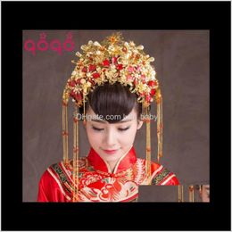 Tiaras Hair Drop Delivery 2021 Modelling Ancient Costume Headdress Bride Married Jewellery Classical Bridal Crown Jyfgk