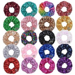 4.3 inches Women Solid Sequin Scrunchie Elastic Ponytail Holder Hair Band For Girls Handmade Hair Rope Headband Hair Accessories