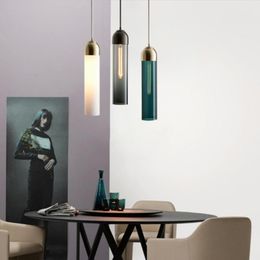 Pendant Lamps Glass Modern Lustre Living Bedroom Kitchen Home Decoration Lighting E14 Grey Hanging Suspension Lights