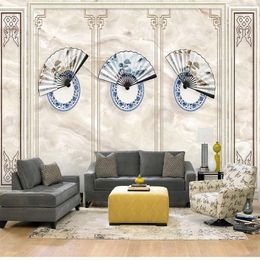Wallpapers Custom Mural Wallpaper Self-adhesive 3D Chinese Style Background Wall Papel De Parede Art Stickers Fresco Tapety Murales