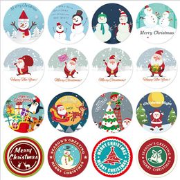 500pcs Merry Christmas Stickers Cartoon Santa Claus Snowman Elk Sticker Kids Toys Wrapping Gift Box Label 9 Designs BT6701