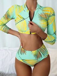 3pack Tropical High Waist Co-ord Bikini Swimsuit B2Tq#