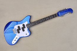 Blue body 12 Strings Electric Guitar with Rosewood Fingerboard,White pickguard,Chrome hardware,can be customized.