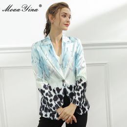 Fashion Designer Suit jacket Coat Spring Autumn Women's Long sleeve Single Button Jacket 210524