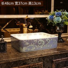 Rectangular Modern Artistic Ceramic Oval Coutertop Bathroom Sink ceramic Wash Basingood qty