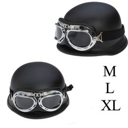 Motorcycle Helmets DOT Approved Retro Helmet WWII Big German Half Scooter Cross Country Motorbike Casco With Goggles Rider