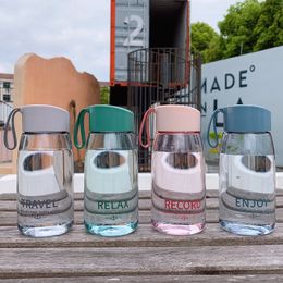 Simple and handy Water Bottles Personalised portable cup plastic drop resistant transparent English printing sports cups