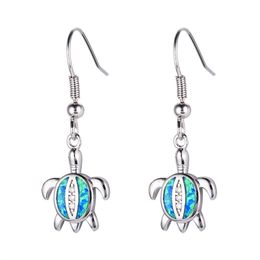 Women Charm Fashion Blue Imitation Opal Drop Earrings Cute Turtle Animal Earrings Female Wedding Jewellery Gift